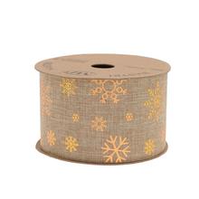 AKCIA! vian juta krém hviezdy zlatá 6,3cm/20m 4949XG - Vánoční stuhy | FLORASYSTEM