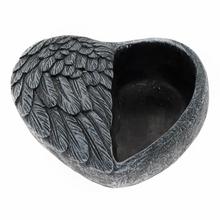 SRDCE CEMENT SIVÉ S KRÍDLAMI 20,5CM - Náhrobní | FLORASYSTEM