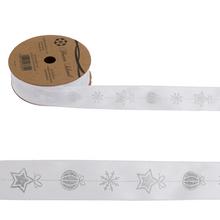 STUHA 2,5cmx20y vloč/hviez/guľ biela/strieborná - Vánoční stuhy | FLORASYSTEM