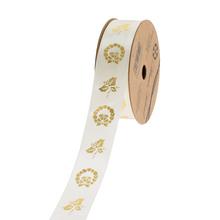 STUHA 2,5cmx20y venček ecru/gold - Vánoční stuhy | FLORASYSTEM