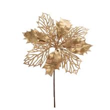 VIAN. RUŽA/ POINSETIA ZLATÁ GLITER 16CM SUPER CENA! - Ks květ vánoční | FLORASYSTEM