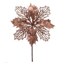 VIAN. RUŽA/ POINSETIA MEDENÁ GLITER 16CM SUPER CENA! - Ks květ vánoční | FLORASYSTEM