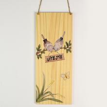 ZÁVES TABUĽKA VTÁKY VÍTEJTE  DREVO 30x12x1CM NATUR SUPER CENA! - FLORASYSTEM
