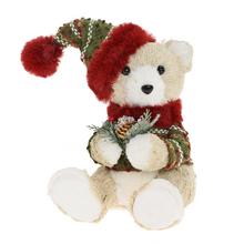 MEDVEĎ SEDIACI KRÉM, ČIAPKA,SVETER, POLYST/TEXTIL 16*15*27CM - FLORASYSTEM