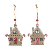 ZÁVES DOMČEK S LÍZANKAMI, DREVO, S/2 7*9,5CM - Domek | FLORASYSTEM