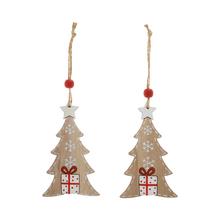 ZÁVES STROMČEK S DARČEKOM,NAT/ČER, DREVO S/2 6*10CM - Stromek | FLORASYSTEM