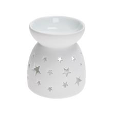 AROMALAMPA VÝREZ HVIEZDY PORCELÁN 8,5x10CM BIELA - FLORASYSTEM