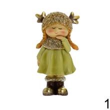 Dekoračné figúrky chlapca a dievčaťa v zlatých a zelených farbách.