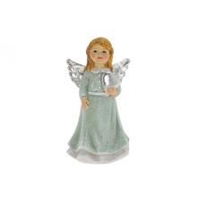 ANJEL SO SRDCOM MENT/STRIEBORNÝ POLY 5,5*5*11CM - FLORASYSTEM