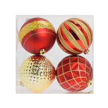 GULE PLAST. ČER/ZLA LESK/MAT ORNAMENT S/4 15CM - Plastové vzorované | FLORASYSTEM