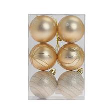 GULE PLAST. BL. ZLATÉ ORNAMENT MIX S/6 6CM - Plastové vzorované | FLORASYSTEM