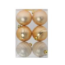 GULE PLAST. BL. ZLATÉ ORNAMENT MIX S/6 8CM - Plastové vzorované | FLORASYSTEM