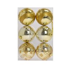 GULE PLAST. ZLATÉ ORNAMENT MIX S/6 10CM - Plastové vzorované | FLORASYSTEM