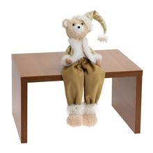 MEDVEĎ CHLAPEC SEDIACI BIE/ŠAMPAŇ TEXTIL 11*10*35CM - Figurky textil | FLORASYSTEM