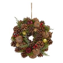 VENIEC ŠIŠKY, ČEČINA, JABLKA, GUĽKY 25,5*25,5*8,5CM - Věnec vánoční  | FLORASYSTEM