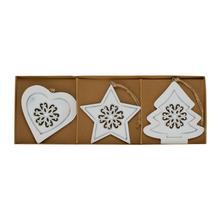 ZÁVES SRDCE/STROM/HVIEZDA BIELE S/3 11*1*11CM - FLORASYSTEM