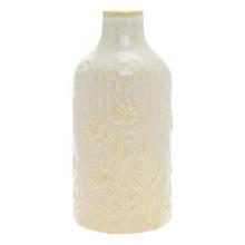 VÁZA ÚZKA KRÉMOVÁ, VZOR TRÁVY KERAMIKA 15,5*15,5*33,5CM - Keramika jednobarevná interiérová | FLORASYSTEM