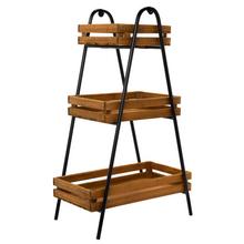 REGÁL HNEDÝ 3-PODLAŽIA DREVO/KOV 55*33,5*93CM - FLORASYSTEM