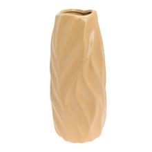 VÁZA VLNKY KERAMIKA 11x12x30CM HNEDÁ - Keramika jednobarevná interiérová | FLORASYSTEM