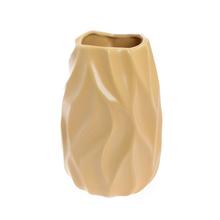 VÁZA VLNKY KERAMIKA 11x12x18CM HNEDÁ - Keramika jednobarevná interiérová | FLORASYSTEM