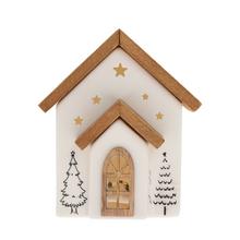 DOMČEK BIE/NAT LED PORCEL. 9,2*7,6*10,8CM - FLORASYSTEM