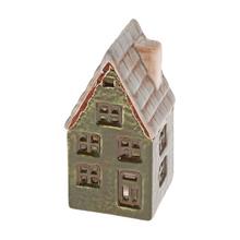 DOMČEK ZEL/BÉŽ LED PORCEL. 5*5*9,8CM - Domek | FLORASYSTEM