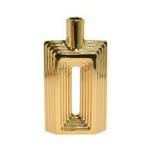 VÁZA KERAMIKA 15x6x28CM ZLATÁ - Keramika jednobarevná interiérová | FLORASYSTEM