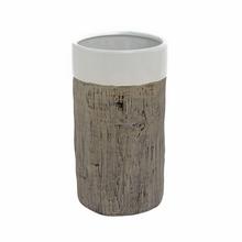 OBAL VÁZA VZOR DREVO KERAMIKA 12.5*12.5*22.5 HNEDOBIELY - Keramika jednobarevná interiérová | FLORASYSTEM