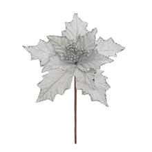 ZÁPICH VIANOČNÁ RUŽA STRIEBORNÁ 25CM - Ks květ vánoční | FLORASYSTEM