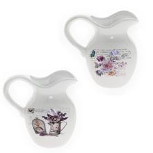 DŽBÁN VZOR KVETY KERAMIKA 20.5*14*20.5 BIELY  - Keramika vzorovaná interiérová | FLORASYSTEM