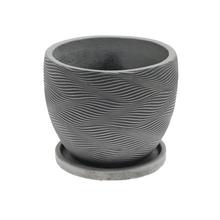 J125 KVETINÁČ + MISKA KIKI  ANTIK ŠEDÁ 24x19,6CM S - Mrazuvzdorná | FLORASYSTEM