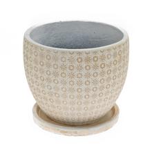 J134 KVETINÁČ + MISKA PAIGE KRÉMOVÁ 55x43,5CM XL - Mrazuvzdorná | FLORASYSTEM