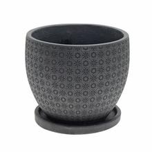 J135 KVETINÁČ + MISKA PAIGE ČIERNA 37x30,3CM M - FLORASYSTEM