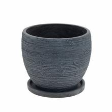 J148 KVETINÁČ + MISKA FAITH ANTRACIT 44x36CM XL - FLORASYSTEM