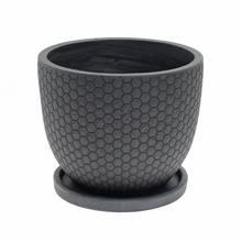 J108 KVETINÁČ+MISKA OKRÚHLY MILA ČIERNA 30x24,5CM M - Mrazuvzdorná | FLORASYSTEM