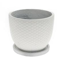 J107 KVETINÁČ+MISKA OKRÚHLY MILA BIELA 37x30,3CM L - Mrazuvzdorná | FLORASYSTEM