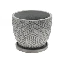 J106 KVETINÁČ+MISKA OKRÚHLY MILA ŠEDÁ 24x19,6CM S - Mrazuvzdorná | FLORASYSTEM