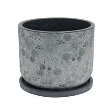 J112 KVETINÁČ + MISKA LIVA ČIERNA 37H30,3CM L - FLORASYSTEM