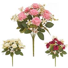 KYTICA RUŽA ZAMAT., DROB. KVETY, ZELEŇ MIX/3F 34CM - FLORASYSTEM