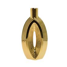 VÁZA KERAMIKA 14x6x27,5CM ZLATÁ - Keramika jednobarevná interiérová | FLORASYSTEM