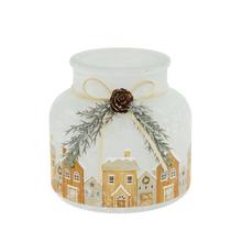 SVIETNIK KRAJINKA BIE/FAR SKLO 12*12*12CM - Svietniky vianočné | FLORASYSTEM