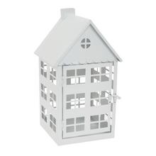 LAMPÁŠ DOMČEK BIELY KOV 17*17*31,5CM - Lucerny kovové | FLORASYSTEM