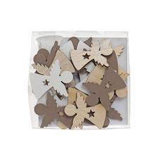 DREVENÉ OZDOBY ANJEL BIE/NAT/HNE S/24 9*9*2CM - FLORASYSTEM