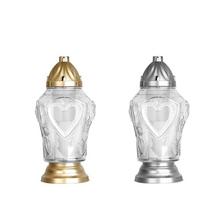WR-7 KAH.SKLO SRDCE PERLEŤ 150GR 32,5cm - Hřbitovní svíčka čiré sklo | FLORASYSTEM