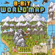 Puzzle 180 dielov s mapou sveta v 8-bitovom štýle.