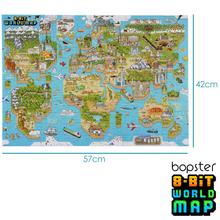 Puzzle 180 dielov s mapou sveta v 8-bitovom štýle.