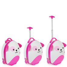 Detský kufor Boppi Tiny Trekker v ružovej farbe s motívom psa.