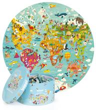 Okrúhly puzzle s mapou sveta, 150 dielov.