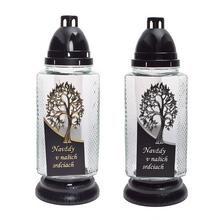 ZW-279 KAH.STROM+NÁPIS 130GR 33,5 CM - Hřbitovní svíčka čiré sklo | FLORASYSTEM