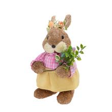 ZAJAČICA S VAJÍČKAMI HNE/RUŽ SLAMA 23*22*44CM - Slaměné dekorace | FLORASYSTEM